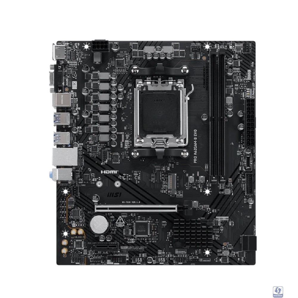 MSI PRO A620AM-B EVO Socket AM5 AMD A620A 2xDDR5 mATX AC`97 8ch(7.1) 2.5Gg RAID+VGA+HDMI
