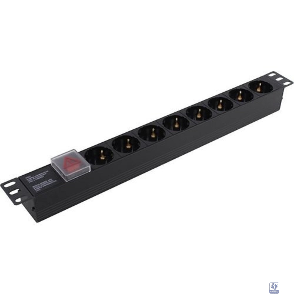 Exegate EX280840RUS Блок розеток ExeGate ServerPro PDU-19H801 Al-8S-C14-SW, 19", 1U, Алюм., 8Schuko, С14