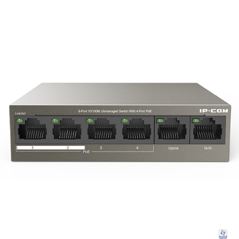 IP-COM F1106P-4-63W Коммутатор PoE неуправляемый 6-Ports 10/100 Mbps Base-TX / 4-Ports PoE (PoE бюджет 58W)