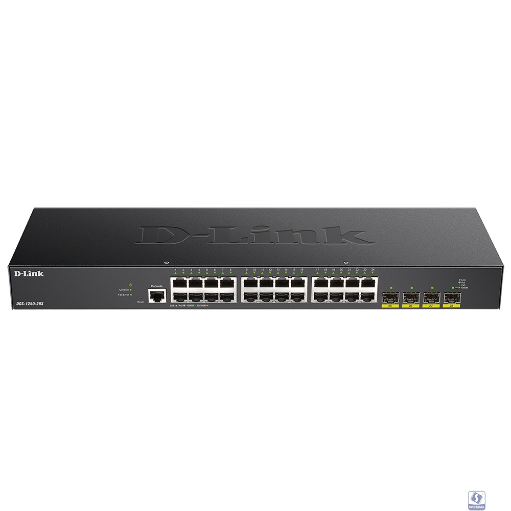 D-Link DGS-1250-28X/A1A  Управляемый L2 коммутатор c 24 портами 10/100/1000Base-T и 4 портами 10GBase-X SFP+