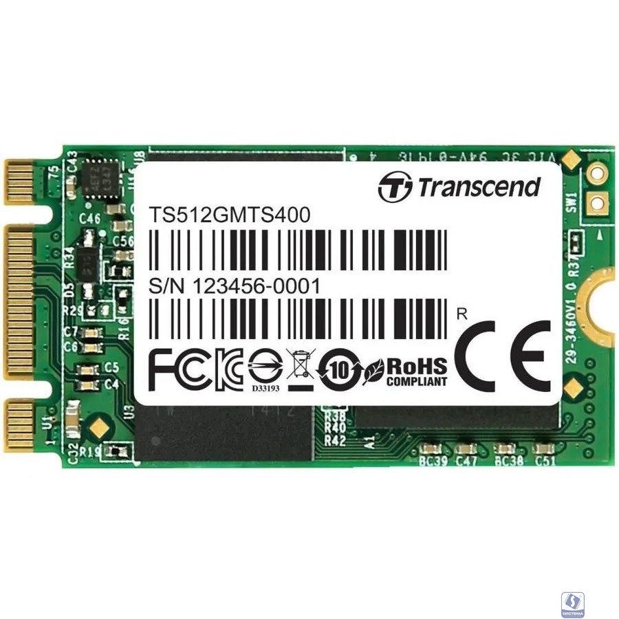 Твердотельный диск 512GB Transcend MTE400S, 3D TLC NAND, M.2 2242 ,PCI-E 4x [ R/W - 2000/900 MB/s]
