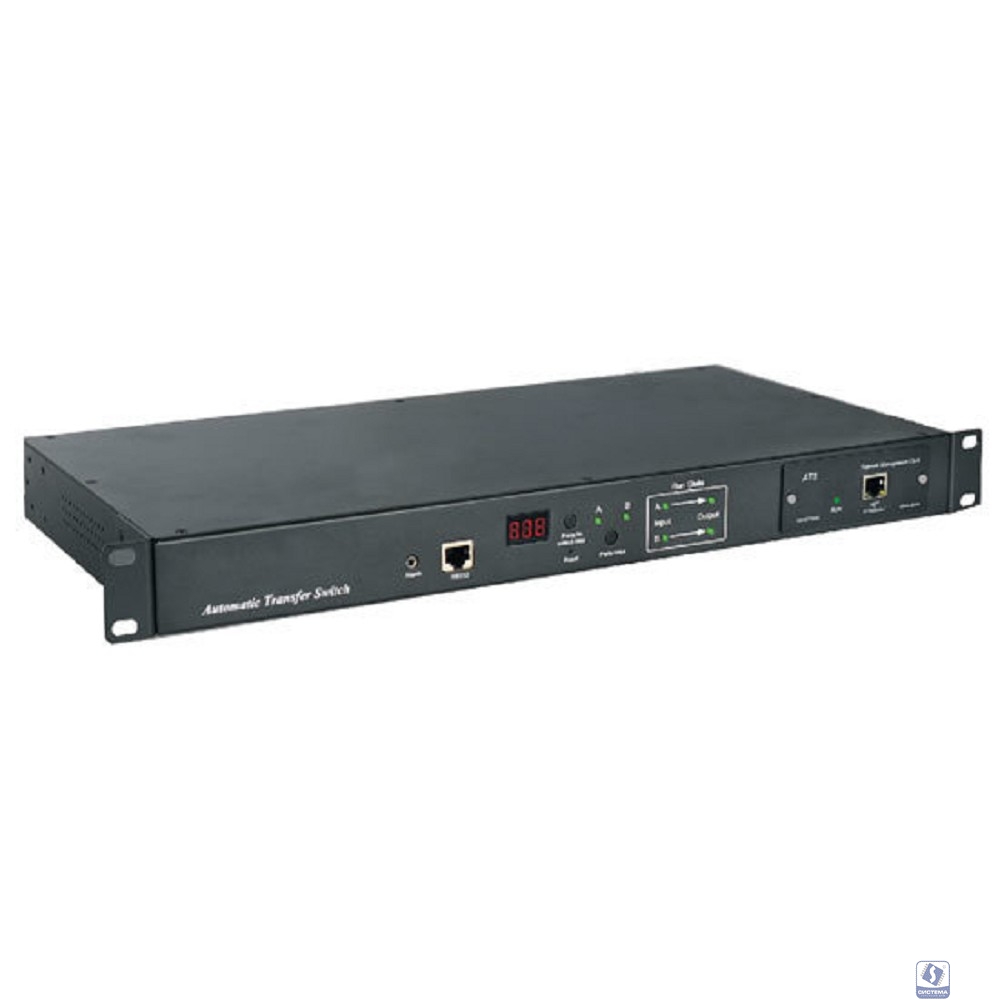 Блок розеток Hyperline ATS-R-128H0812-Intelligent Блок розеток с функцией авт. включения резервного питания (АВР/ATS) 19", горизонт., 1U, 6хIEC320 C13, 2хIEC320 C19, 220V, 16А, каб. пит. 3х1.5 мм