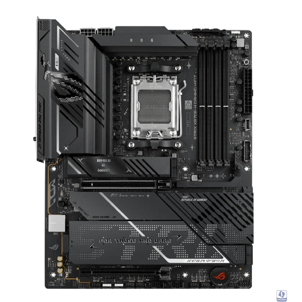 ASUS ROG STRIX X870E-H GAMING WIFI7 (Socket AM5, ATX, 4xDDR5(256GB), HDMI, 1xPCIe 5.0x16/1xPCIe 4.0x16, 1xLAN (5GbE), 4xSATA 6Gb/s, 4xM.2, Wi-Fi 7, 2xType-C, 4xUSB3.1, 6xUSB3.0, 2xUSB 2.0)