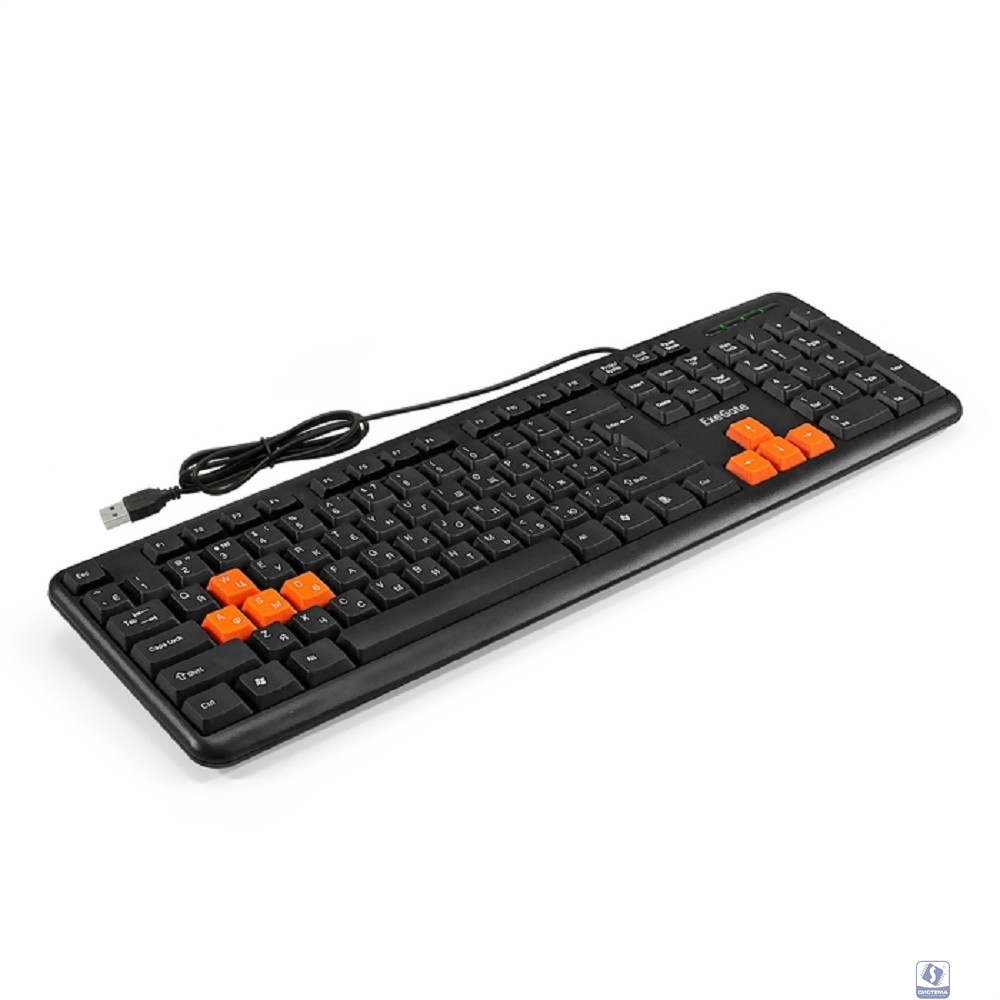 Exegate EX264080RUS Клавиатура Exegate LY-403, <USB, черная, 105кл, Enter большой, 8 красных клавиш> Color box