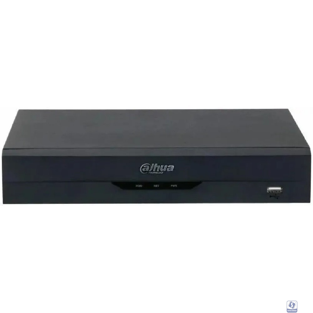 DAHUA DHI-NVR2104HS-P-I2 4-канальный IP-видеорегистратор с PoE, 4K и H.265+, видеоаналитика, входящий поток до 80Мбит/с, 1 SATA III до 10Тбайт