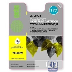 CACTUS C8773 Картридж струйный Cactus CS-C8773 желтый для №177 HP PhotoSmart 3213/3313/8253/C5183/C6183/D7463 (11,4ml)