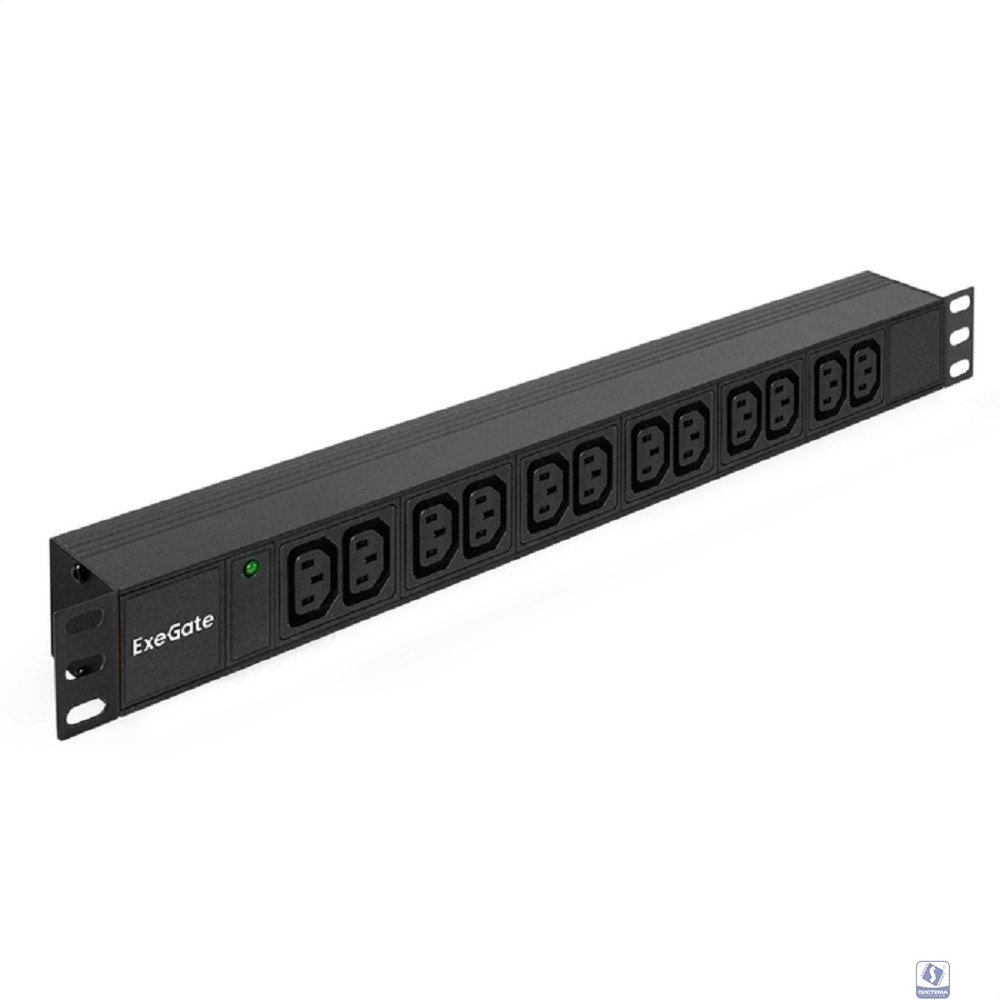 Exegate EX280865RUS Блок розеток ExeGate ServerPro PDU-19H007 Al-12C13-C20, 19",1U,алюм, 12 IEC 320 C13, С20