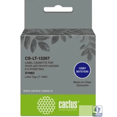 Картридж ленточный Cactus CS-LT-12267 12267 для Dymo Letra Tag LT-100H