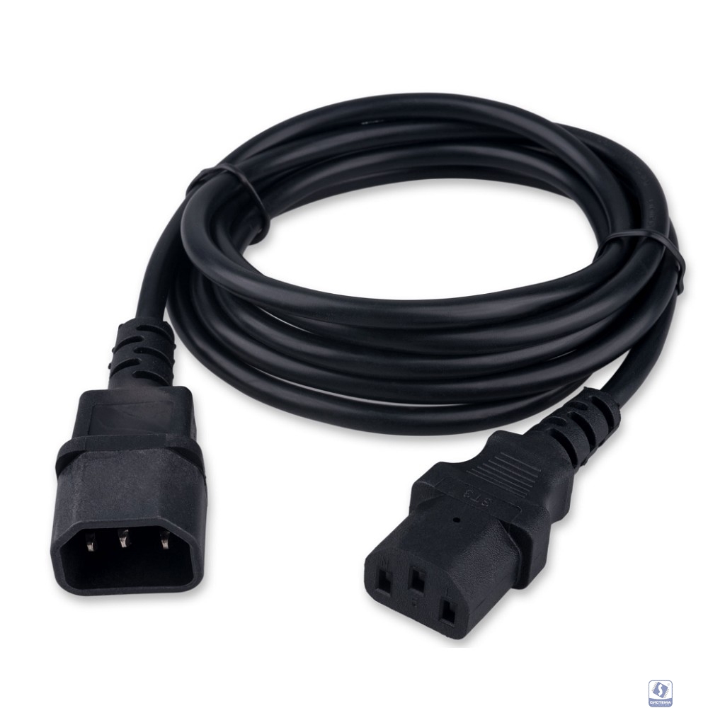 Гарнизон Кабель питания C13-C14, 3x0.5мм2, 6А, CCA, с заземлением, 1.8м, черный, пакет (GPC-189-0.5-1.8M)