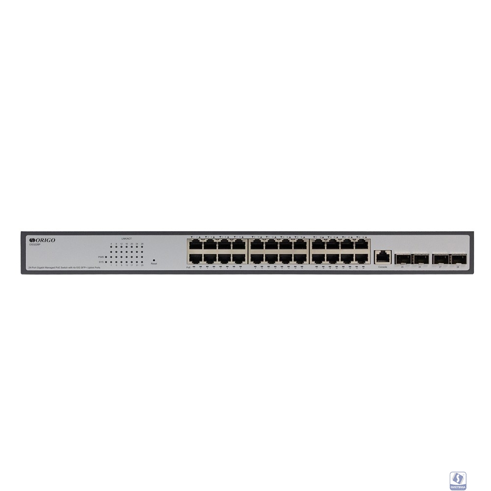 ORIGO OS3228P/370W/A1A Управляемый L3 PoE-коммутатор 24x1000Base-T PoE+, 4x10G SFP+, PoE-бюджет 370 Вт
