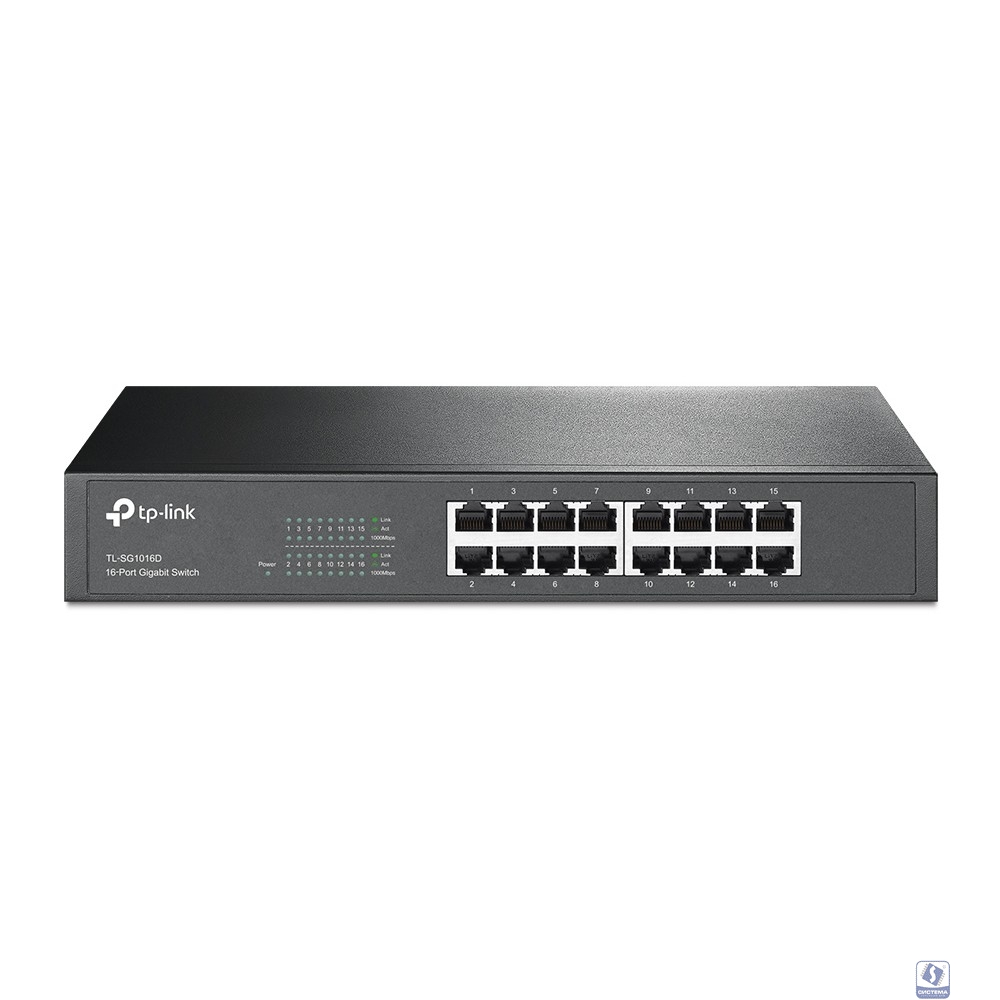 TP-Link TL-SG1016D Коммутатор с 16 гигабитными портами для размещения на столе или в стойке