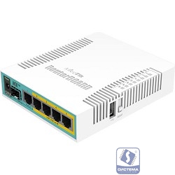 MikroTik RB960PGS Маршрутизатор hEX PoE, 1х SFP, 128MB RAM, 5x Gigabit LAN, USB, plastic case and PSU