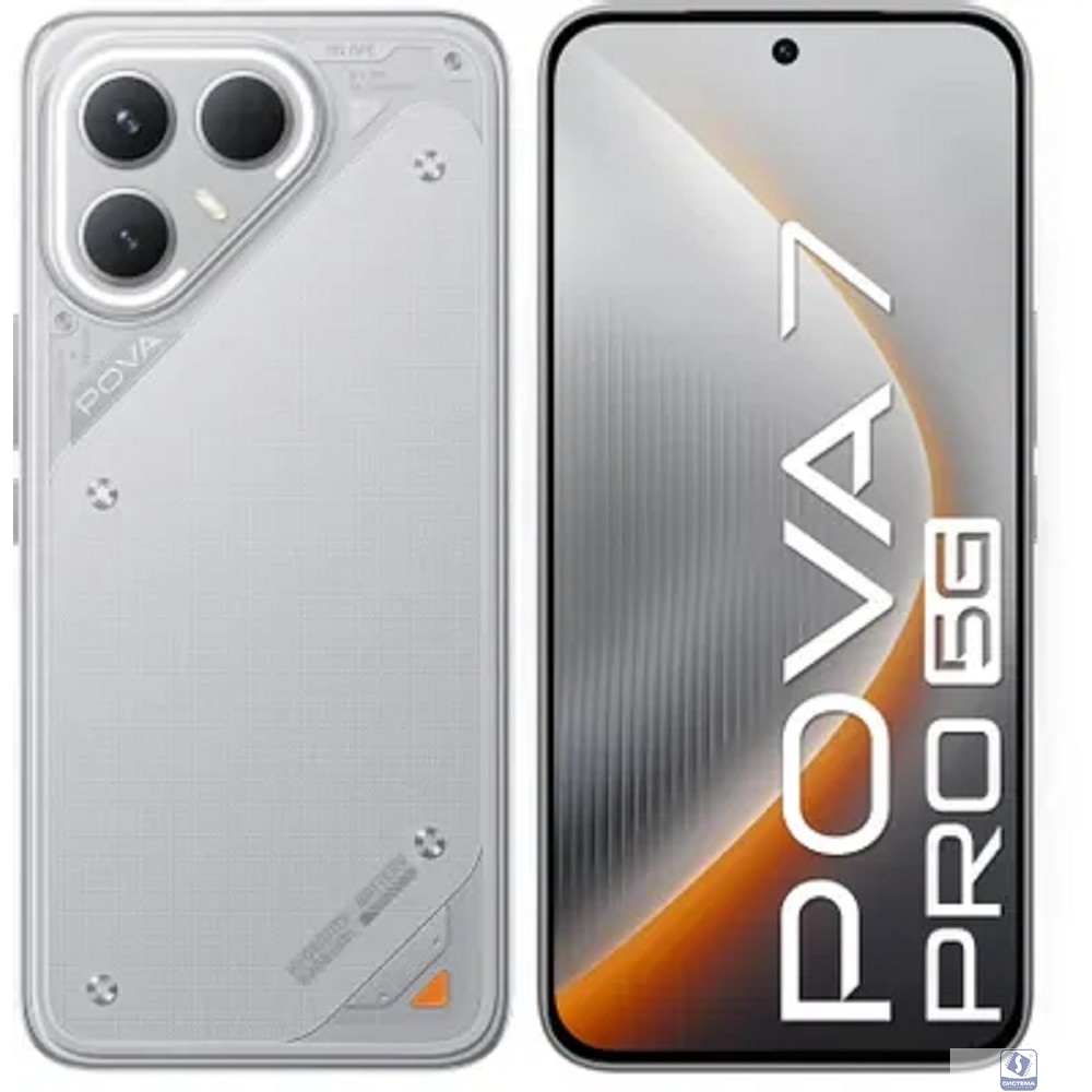 Tecno Pova 7 Pro 5G 256Gb 12Gb серый моноблок 3G 4G 2Sim 6.78" 1224x2720 Android 15 64Mpix 802.11 a/b/g/n/ac/ax NFC GPS GSM900/1800 Protect