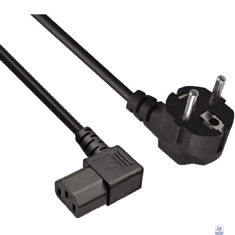 Exegate EX273393RUS Кабель питания ExeGate PC-1,2 OfficePC 450W (Евровилка Schuko ->С13 угловой) VDE-250V черный, 1.2м