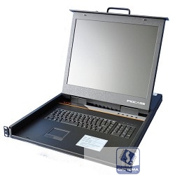 ProCase E1908 Консоль однорельсовая , КВМ 8 порт, LCD 19'', single rail console KVM 8 port, LCD D-Sub, USB, разрешение 1280*1024, 8 кабелей