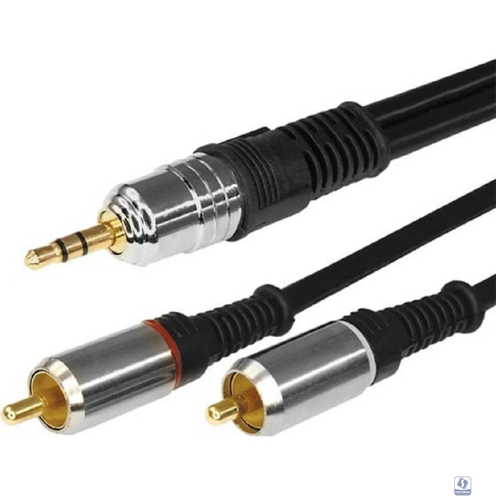 Rexant (17-4225) Шнур Стерео 3,5мм - 2 RCA, 5м, Gold-металл