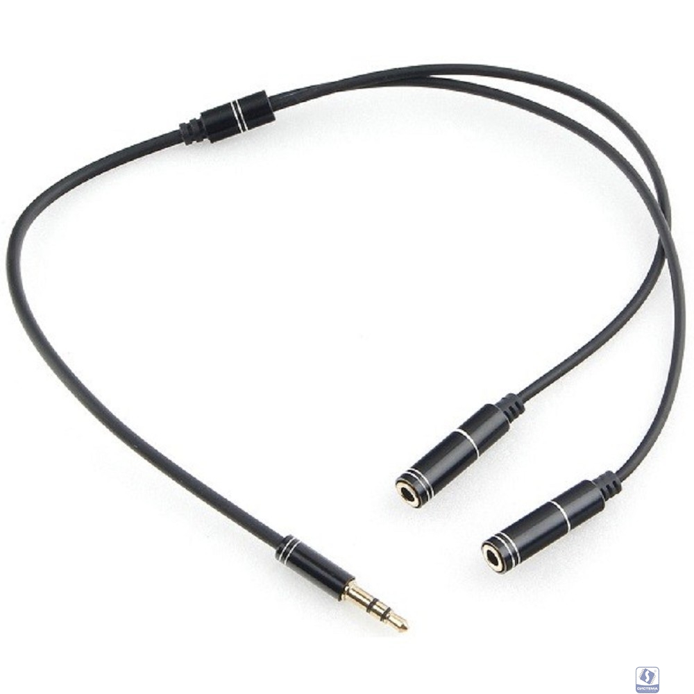 Кабель аудио разветвитель Cablexpert CCAB-02-35MY-0.2MB  3.5 джек (M)/2х 3.5 джек (F), черный, 0.2м, блистер