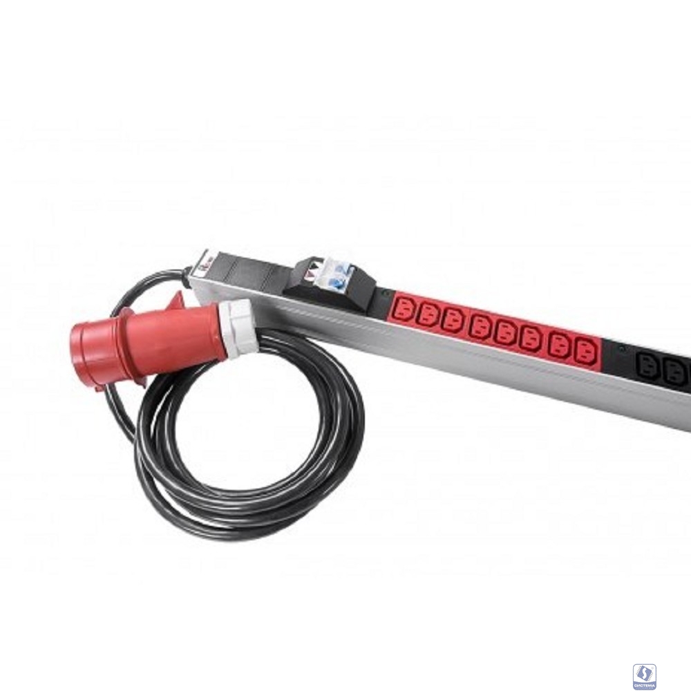 REM Верт блок розеток, мониторинг, измерение, 3 фазы 16А, 36C13, 1420 мм, вх IEC 309, шнур 3м R-MC8-3x16-36C13-MI-1420-3-3PN