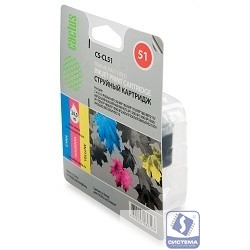 Cactus CL-51  Картридж  для Canon Pixma MP150/MP160/MP170/MP180/MP450/MP460/iP2200/iP6210/iP6220/iP6220D/iP6310/iP6310D/MX300/MX310, голубой/пурпурный/желтый