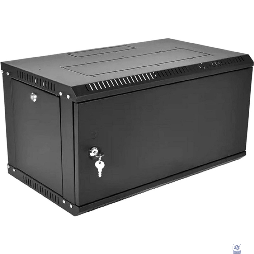 ЦМО Шкаф телекоммуникационный настенный разборный ЭКОНОМ 6U (600 x 350) дверь металл, цвет черный (ШРН-Э-6.350.1-9005)