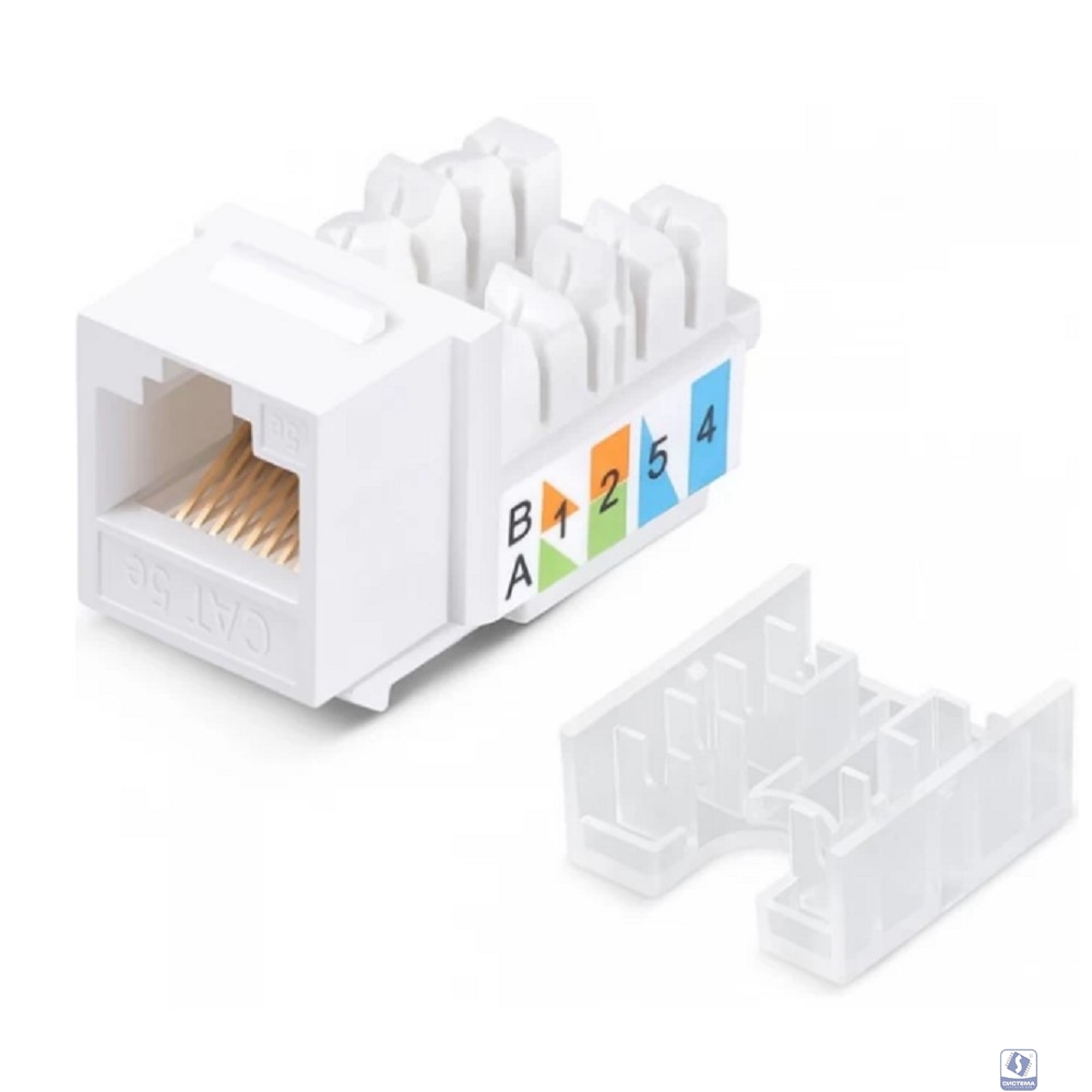 Rexant (02-0064) Модуль Keystone Jack RJ-45(8P8C), UTP неэкранированный, CAT 5e, тип 90 градусов, белый PRO