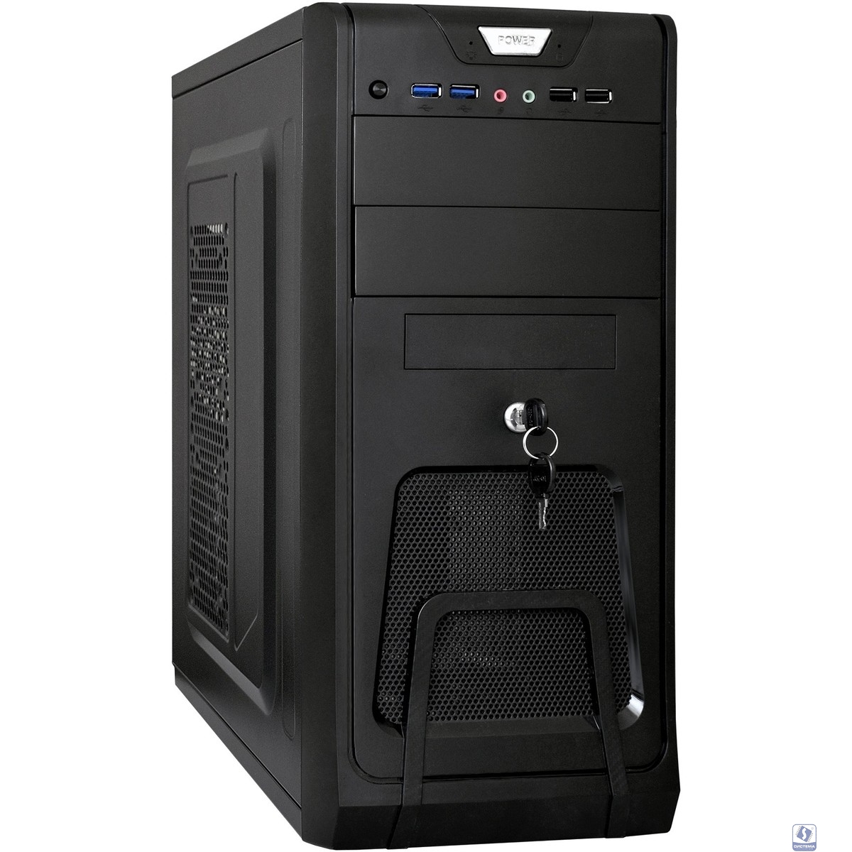 Exegate EX299162RUS Корпус Miditower ExeGate CP-603UB-UNS350 (ATX, БП UNS350 с вент. 12см, 2*USB, аудио, черный)