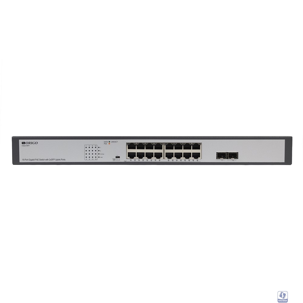 ORIGO OS2218FP/200W/A1A Неуправляемый PoE-коммутатор 16x1000Base-T PoE+, 2x1000Base-X SFP, PoE-бюджет 200 Вт