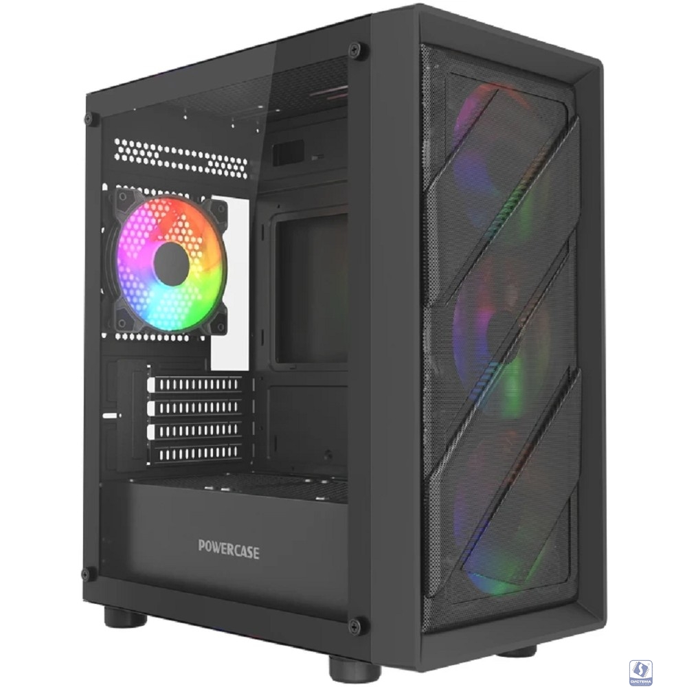 Powercase Mistral Micro EM21, Tempered Glass, 4x120mm FRGB fan, чёрный, mATX  (CMMEM21B-L4)