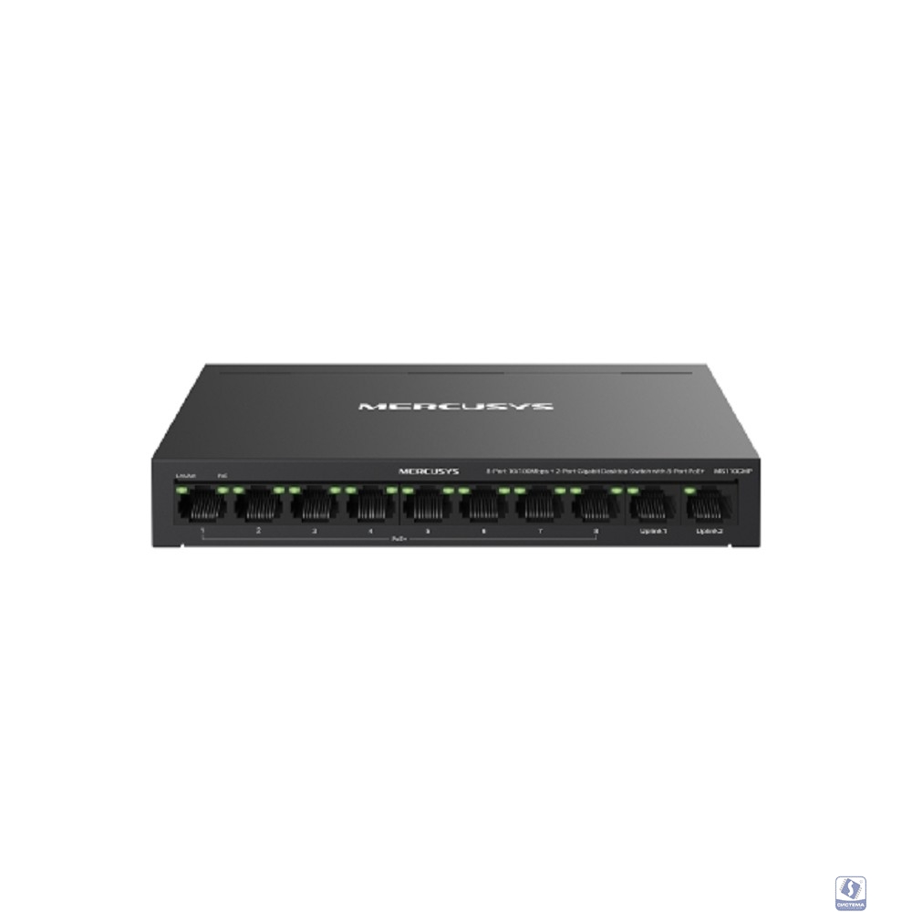 Mercusys MS110CMP Настольный коммутатор с 8 портами PoE+ 10/100 Мбит/c и 2 гигабитными портами