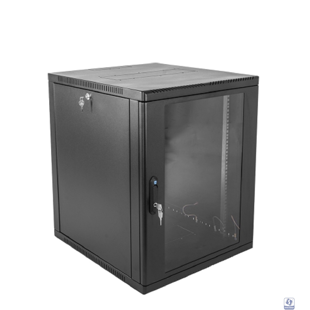 ЦМО Шкаф телекоммуникационный настенный 12U (600 x 650) дверь стекло, цвет черный (ШРН-12.650-9005)
