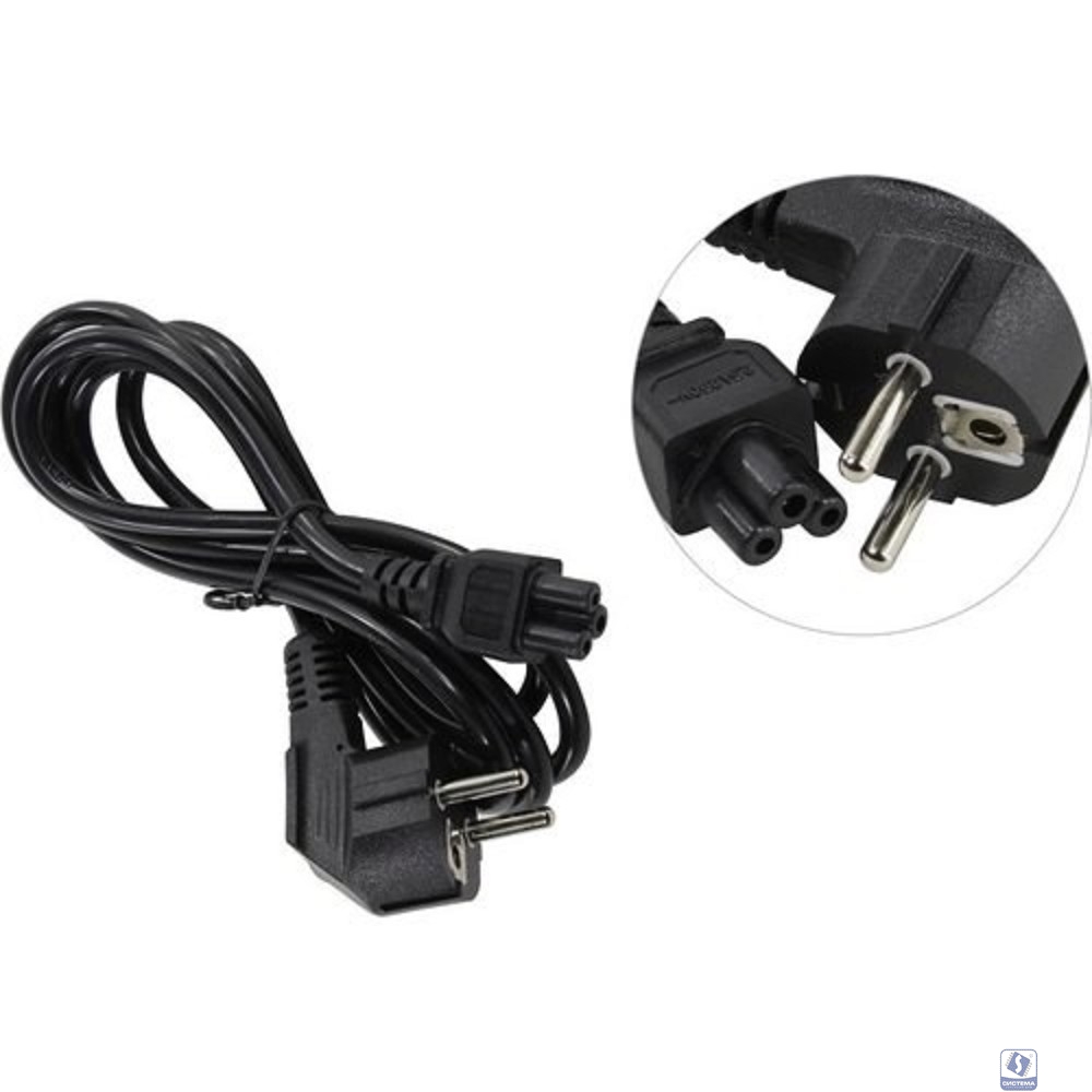 Exegate ES281010RUS Кабель питания ноутбуков ExeGate Special PC5-1,8S (Евровилка Schuko->С5) (3-pin) 0.75mm2, ССА, черный, 1.8м.