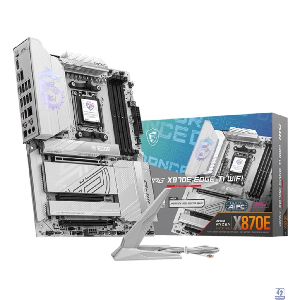 Материнская плата MSI MPG X870E EDGE TI WIFI X870, AM5, 4*DDR5, 3*PCIEx16, 4*M.2, 3*TypeC, 5*USB3.2Gen2, 4*USB3.2Gen1, 4*USB2.0, 4*SATA3.0, 5G, 2*Type-C(DP), HDMI, ATX, RTL