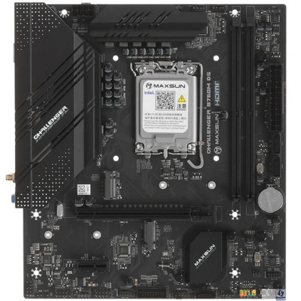 MAXSUN MS-B760M I-CAFE D4  (Socket 1700, mATX, 2*DDR4(64Gb), DP/HDMI, 2*SATA3, 3*M.2, 1*PCIEx16/1*PCIEx4, 6*USB 2.0, 2*USB 3.2 Gen1, LAN 1*2,5G, ARGB, black-red, RTL)