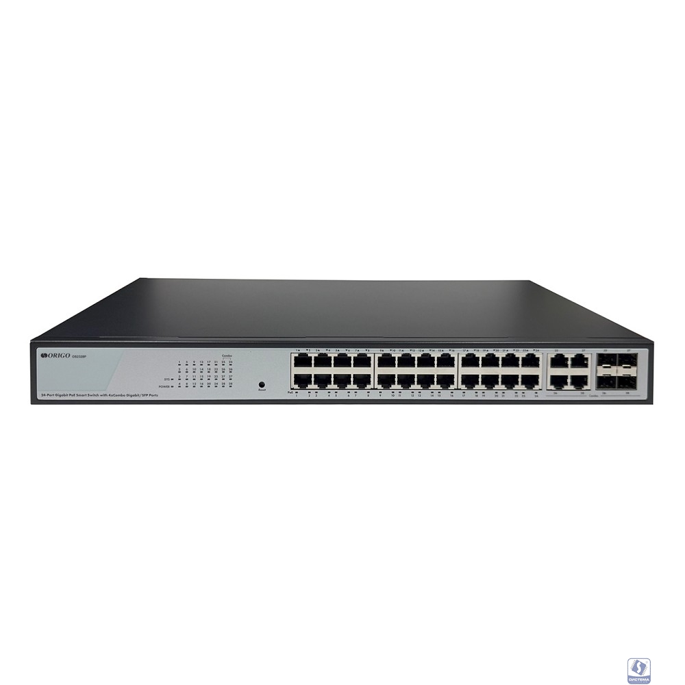 ORIGO OS2328P/360W/A1A Настраиваемый L2 PoE-коммутатор 24x1000Base-T PoE+, 4xCombo 1000Base-T/SFP, PoE-бюджет 360 Вт