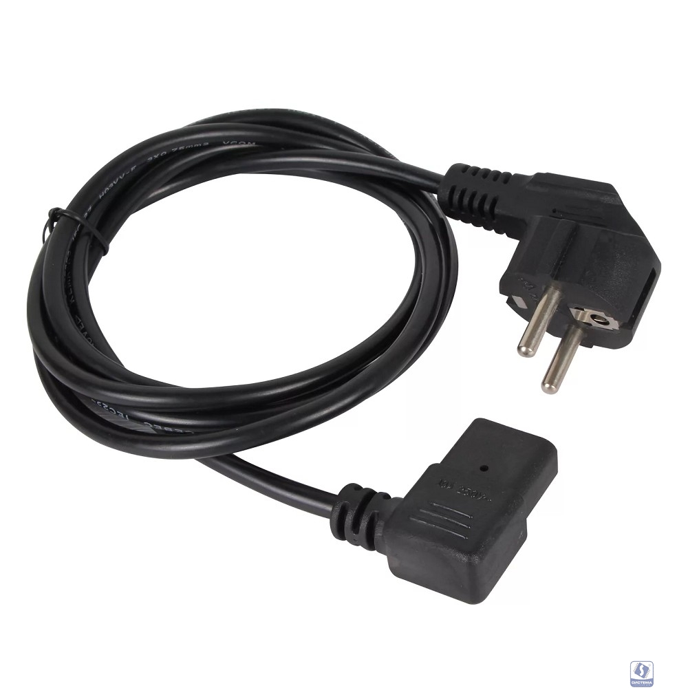 VCOM CE021R-CU0.75-1.8M Кабель комп - розетка 220V EU (угол-угол)<VDE> 3GX0,75mm2, 1,8m, медь, 