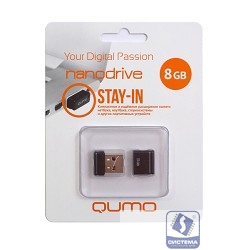 USB 2.0 QUMO 8GB NANO [QM8GUD-NANO-B] Black