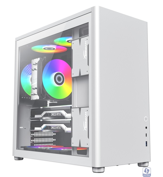 GameMax Корпус Spark Pro Full White без БП (Midi Tower, ATX, Белый., USB3.0+Type C, Зак. стекло)