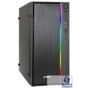 Exegate EX283749RUS Корпус Minitower mEVO-9301 Black-RGB light, mATX, <500NPX>, с окном, 2*USB+1*USB3.0, HDAudio