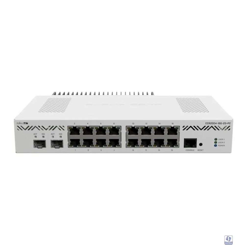 MikroTik CCR2004-16G-2S+PC Маршрутизатор проводной, 16*1Gbit RJ45, 2*10Gbit SFP+