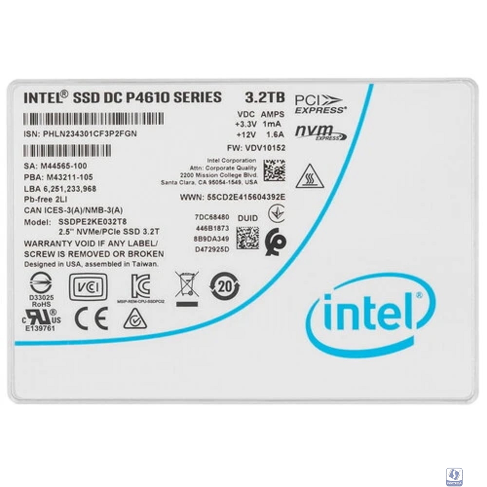 Накопитель SSD Intel P4610 Series PCI-E x4 3.2Tb SSDPE2KE032T807 DC P4610 2.5"