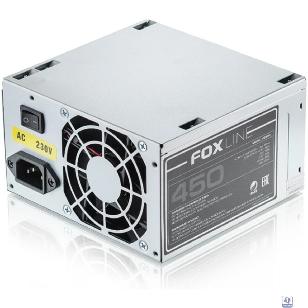 Блок питания Foxline  FZ450 450W, ATX, NOPFC, 80FAN, 2xSATA, 2xPATA, 1xFDD, 24+4