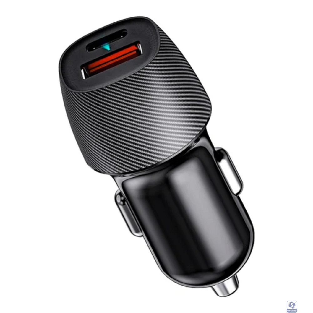 Rexant (16-0242) Автомобильное зарядное устройство с двумя портами (USB-A QC 3.0 + USB-C PD) со световой индикацией, 38Вт, черное 