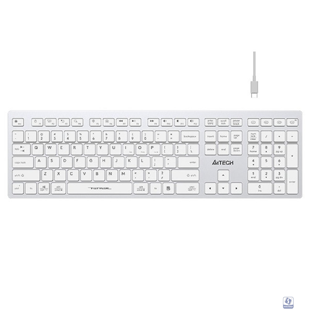 Клавиатура A4Tech Fstyler FBX50C белый USB беспроводная BT/Radio slim Multimedia (FBX50C WHITE)