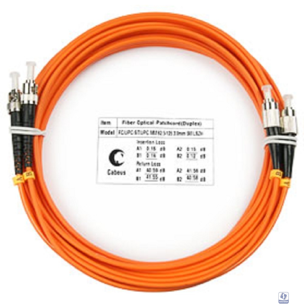 Cabeus FOP-62-FC-ST-5m Шнур оптический duplex FC-ST 62,5/125 mm 5м LSZH