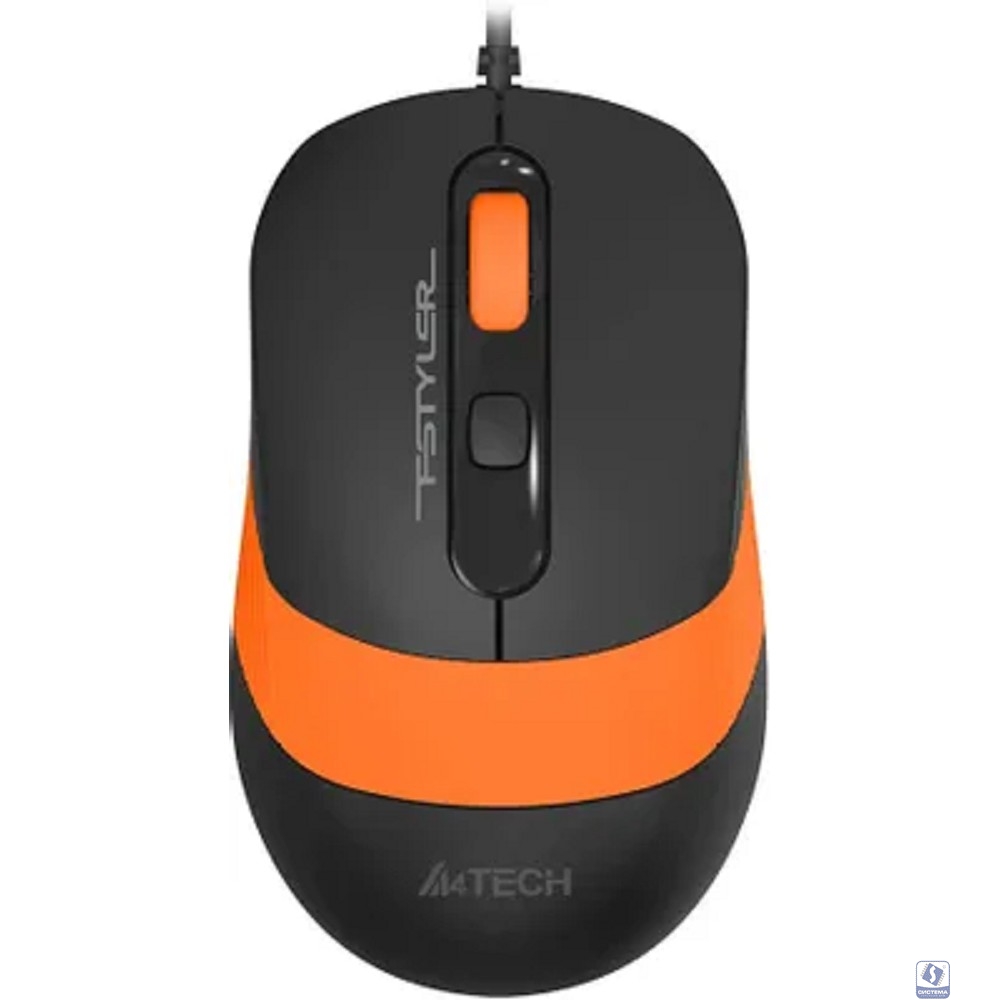 Мышь проводная A4Tech Fstyler FM10S black/orange (USB, оптическая, silent, 1600dpi, 3but) (FM10S USB ORANGE)