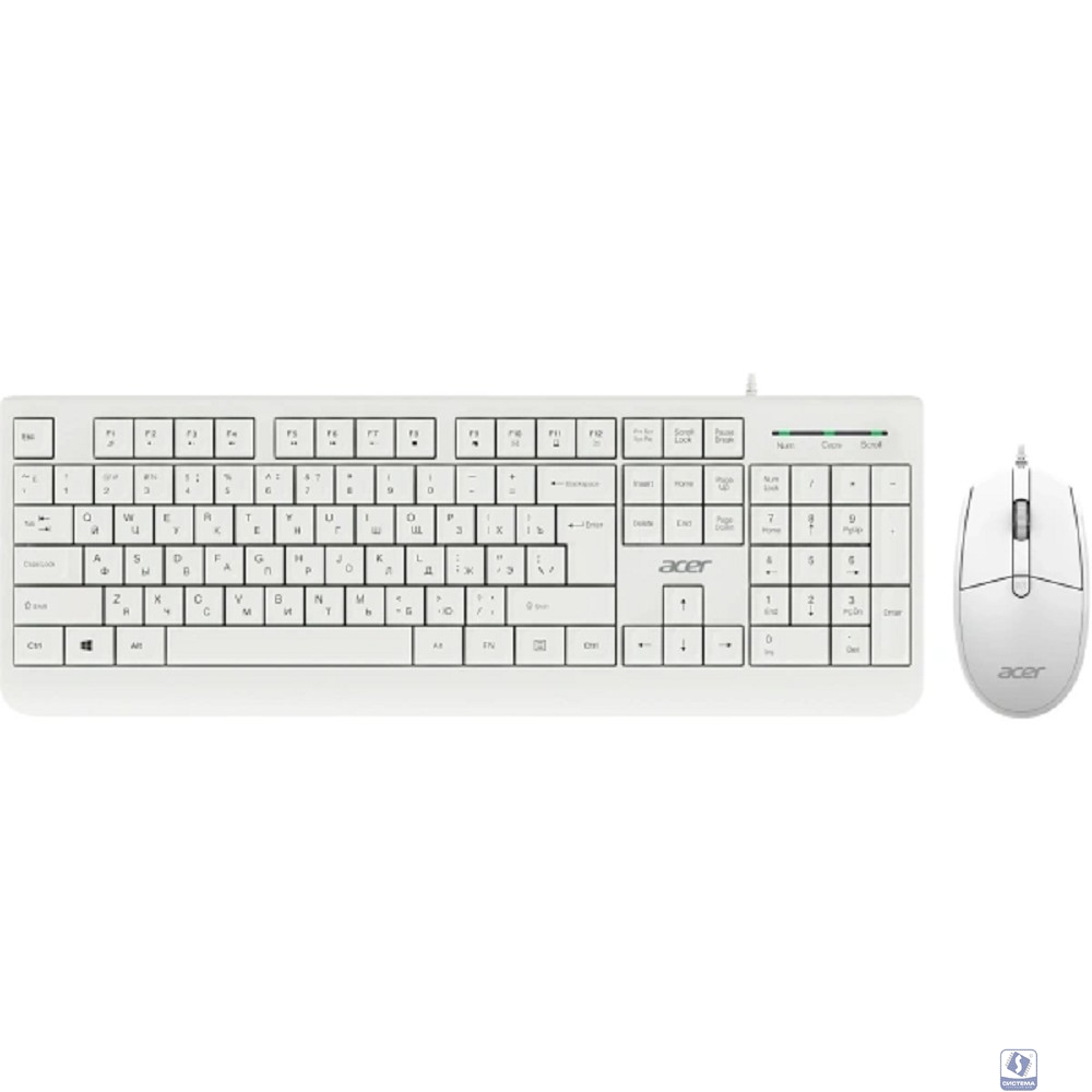 Повреждение упаковки Acer OCC400 [ZL.ACCCC.014] Комплект (клавиатура + мышь)  клав-ра:белый мышь:белый USB проводной