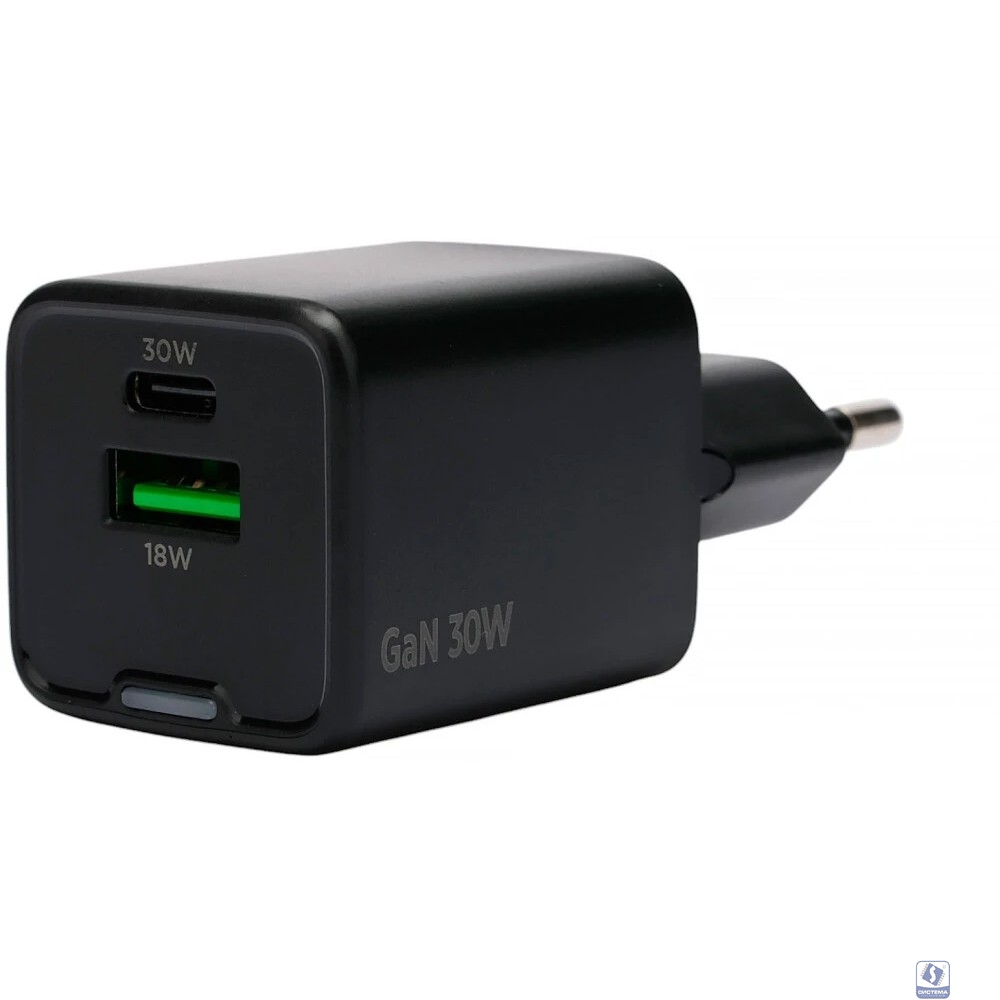 Cablexpert зарядное устройство 30Вт GaN, 3А, QC4.0/PD, 1xUSB, 1xType-C, черный, пакет (MP3A-PC-64)