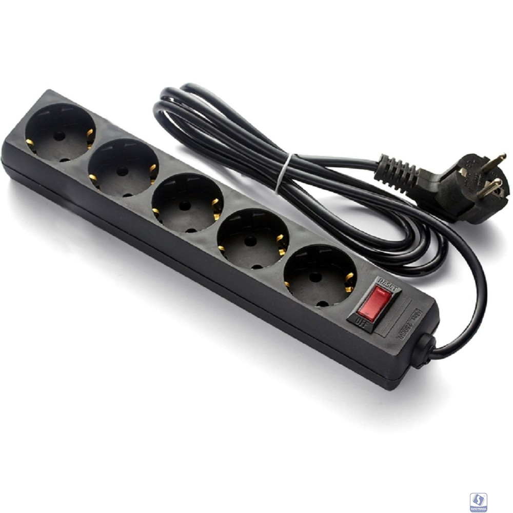 Exegate EX279358RUS Удлинитель ExeGate EC-5-5B (5 розеток, 5м, евровилка, черный)