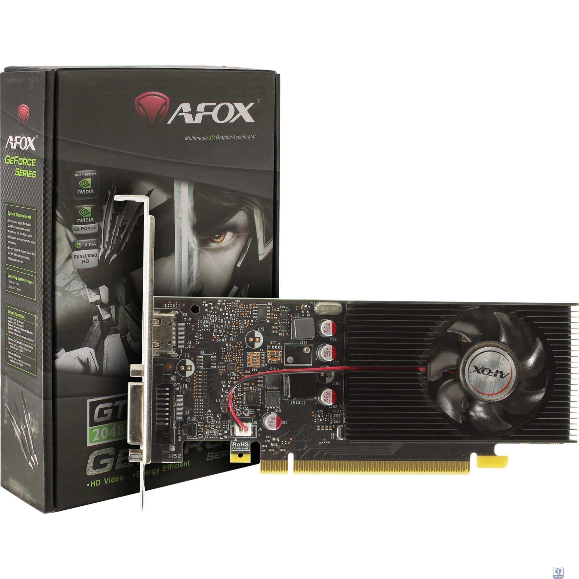 Видеокарта AFOX GT1030 2GB DDR5 64Bit DVI/HDMI ATX Single Fan (AF1030-2048D5L7) RTL 