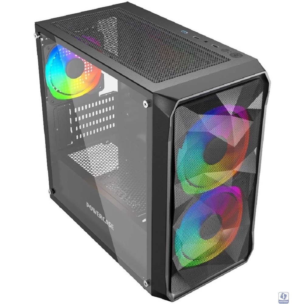 Powercase Mistral Micro A3B ARGB, Tempered Glass, 2x 140mm ARGB PWM+1x 120mm ARGB PWM, чёрный, mATX  (CMMAB-A3-V2)